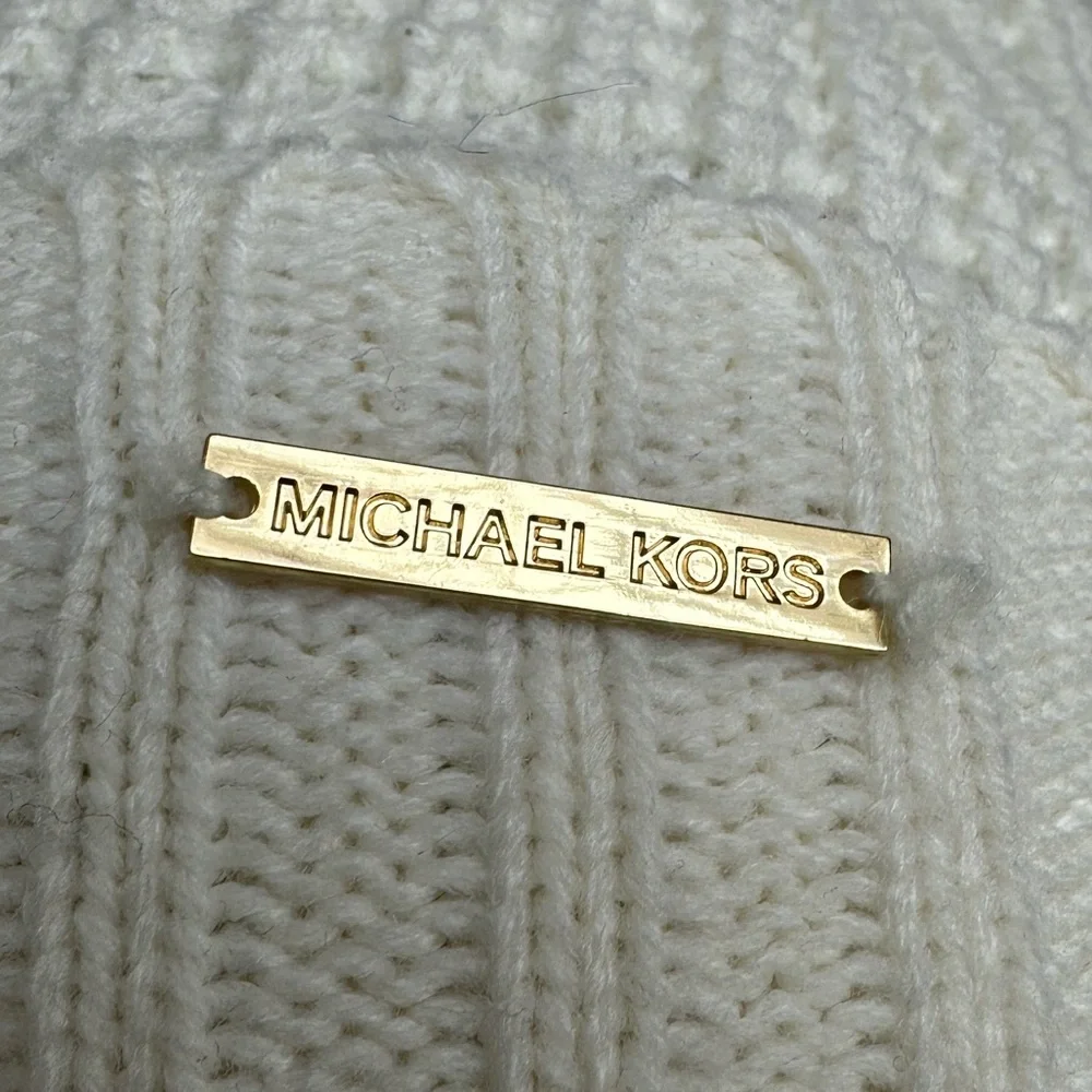Michael Kors Cable Knit Beanie Hat Cream Off White Women One Size Winter NWOT